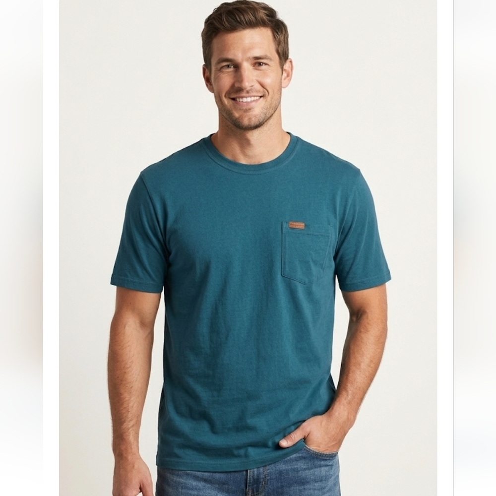​NWT Pendleton Deschutes Men’s Short Sleeve Pocket Tee Teal Leather Tag Large